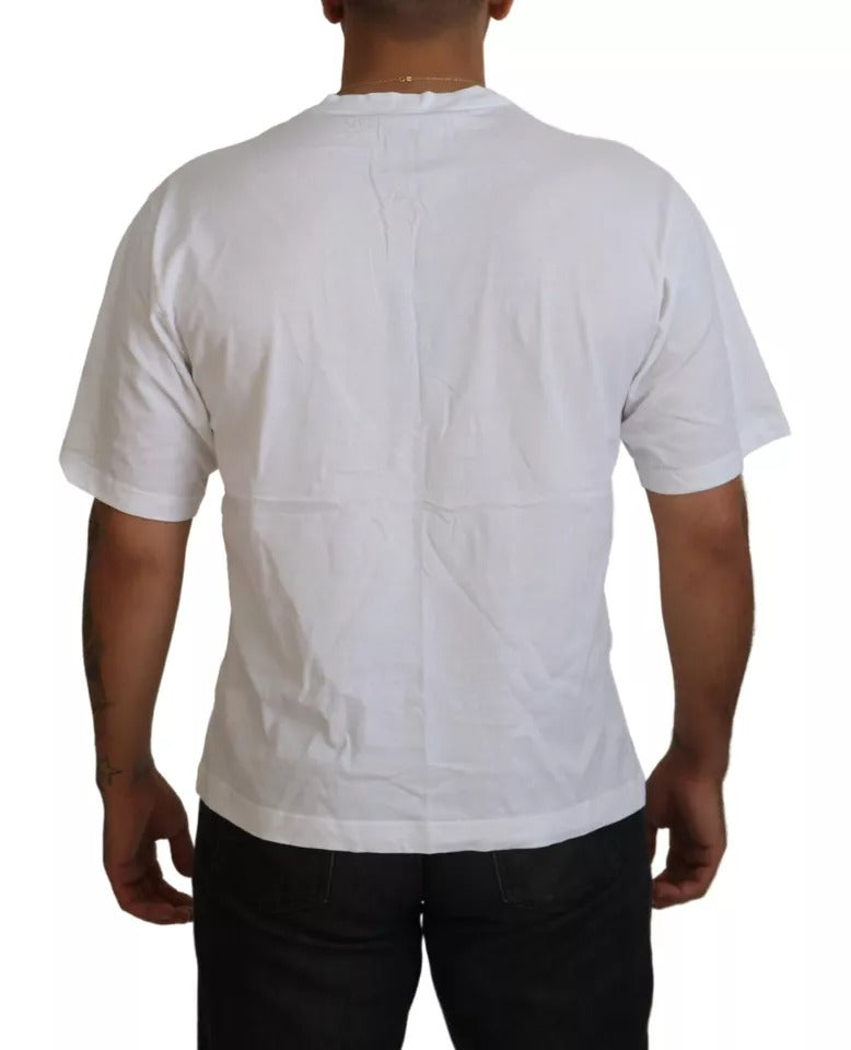 Camiseta informal de algodón blanca con apliques DG para hombre