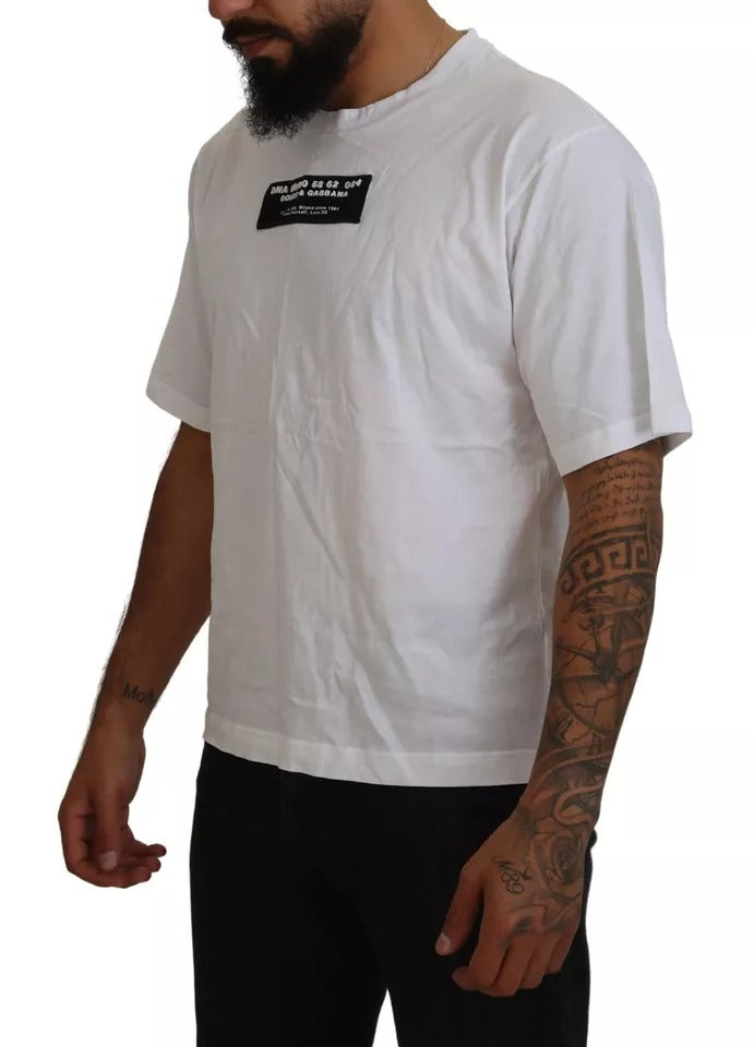 Camiseta informal de algodón blanca con apliques DG para hombre