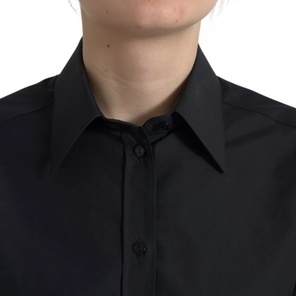 Camisa formal de vestir con cuello de algodón negro