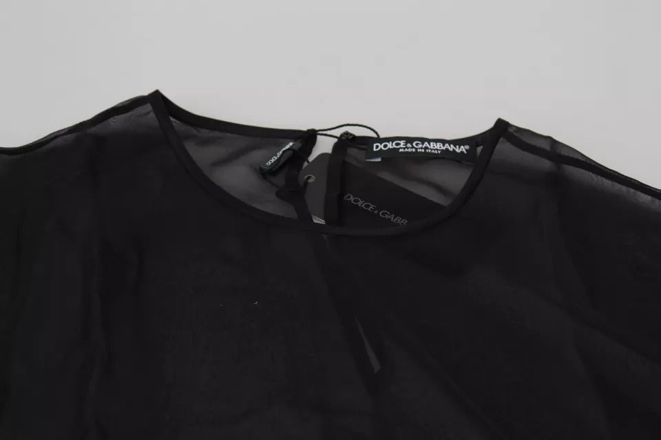 Blusa transparente de malla negra tipo pulóver