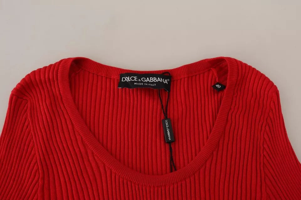 Blusa de manga corta con camiseta de seda roja