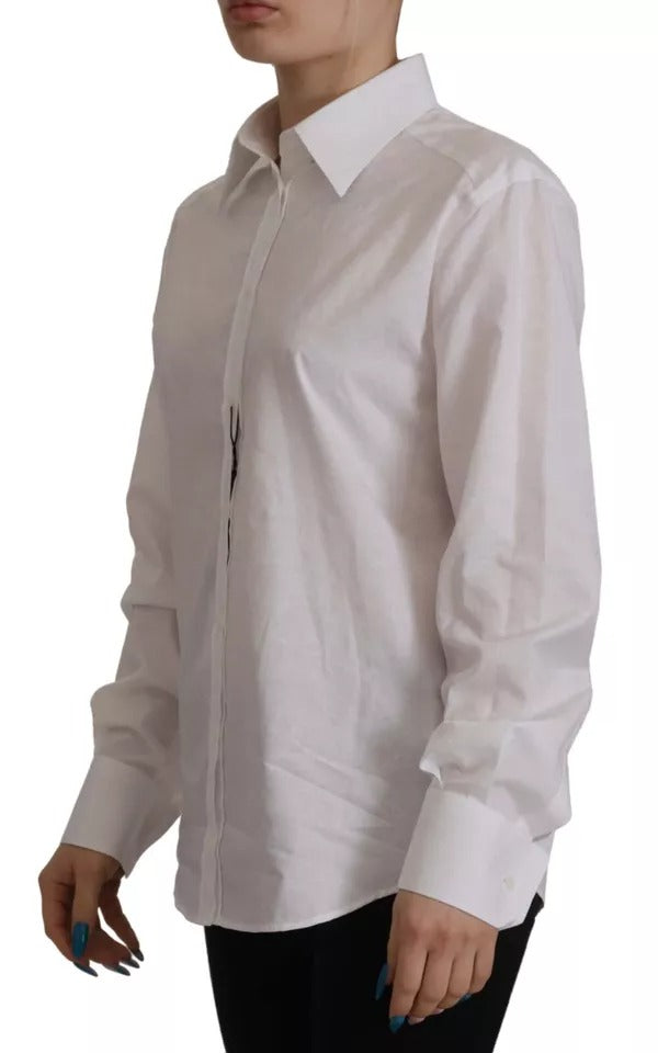 White Cotton Collared Formal Dress Shirt Top