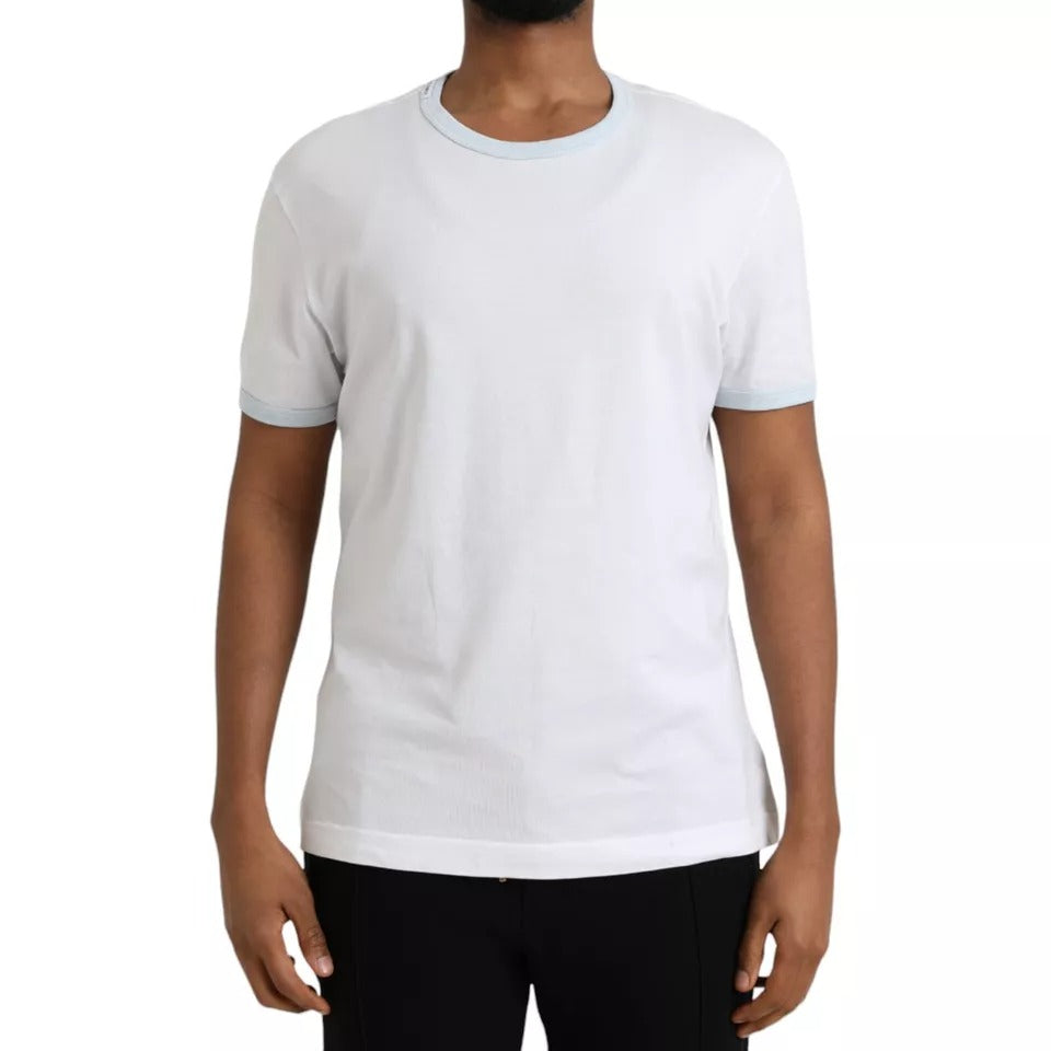 White Cotton Round Neck Short Sleeve T-shirt