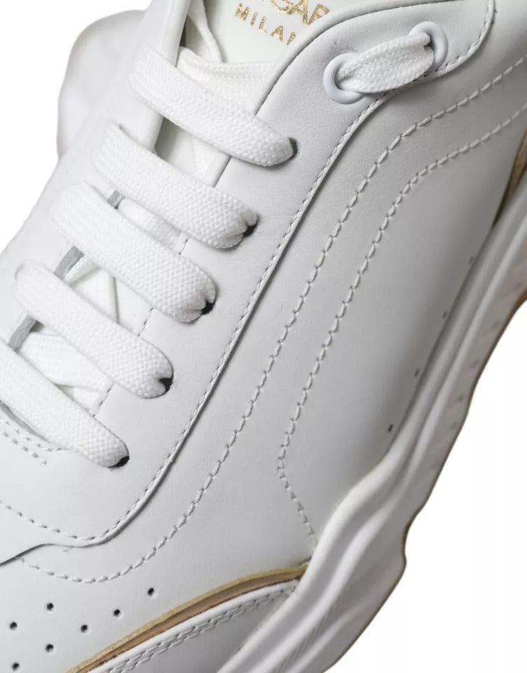 White Gold Leather Men Sneakers DAYMASTER Shoes