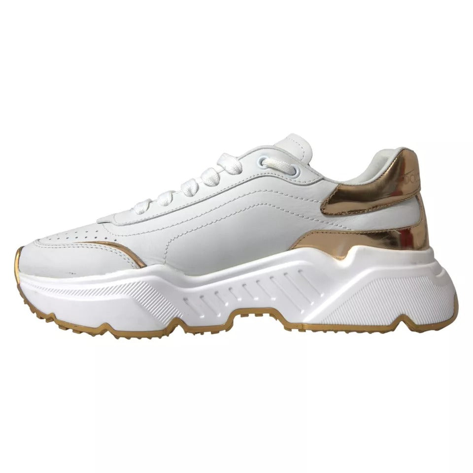 White Gold Leather Men Sneakers DAYMASTER Shoes