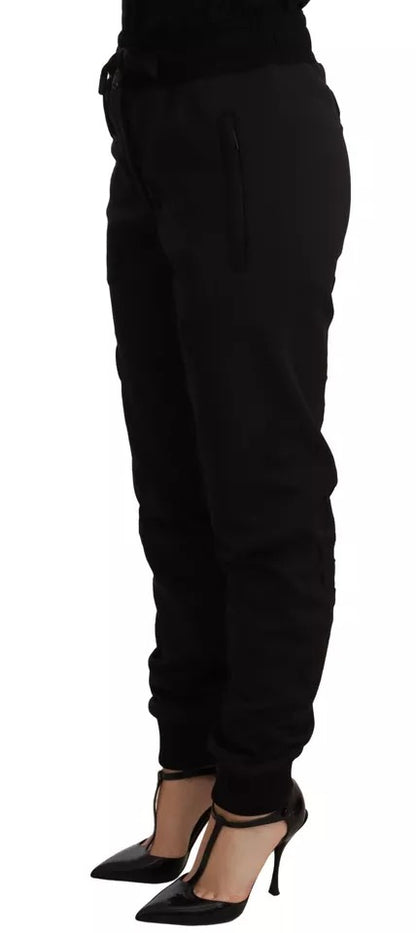 Pantalones de poliéster para mujer de color negro Jogger