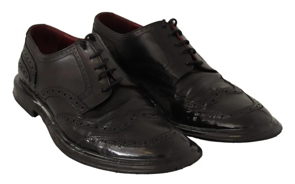 Zapatos de vestir Oxford con diseño brogue de cuero negro