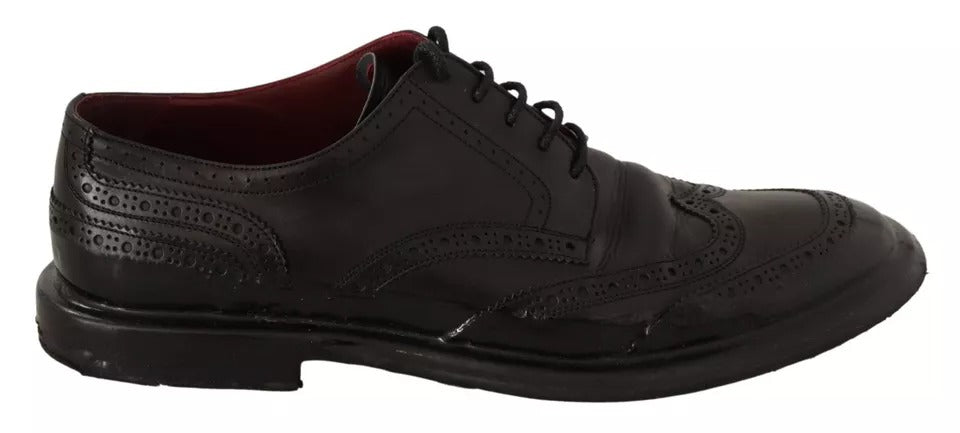 Zapatos de vestir Oxford con diseño brogue de cuero negro