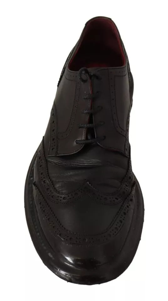 Zapatos de vestir Oxford con diseño brogue de cuero negro