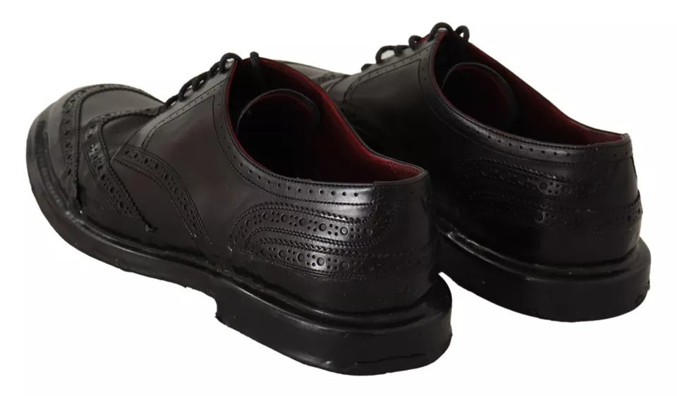 Zapatos de vestir Oxford con diseño brogue de cuero negro