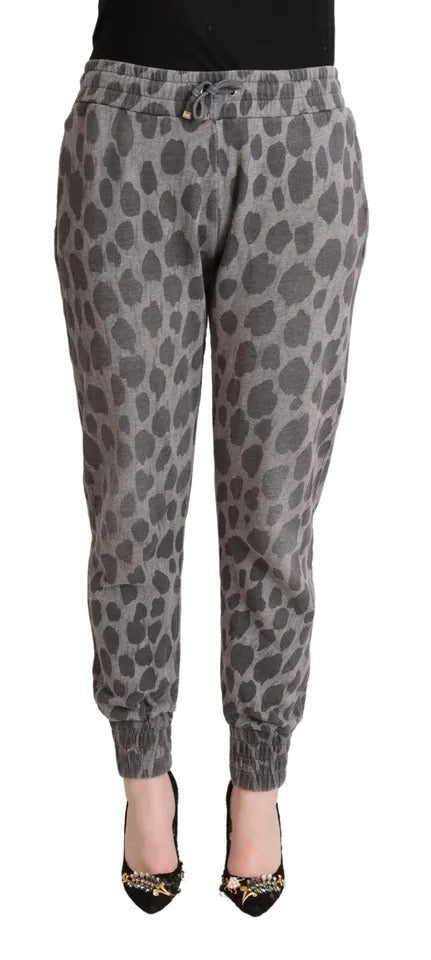 Pantalones deportivos con estampado de leopardo gris Pantalones deportivos