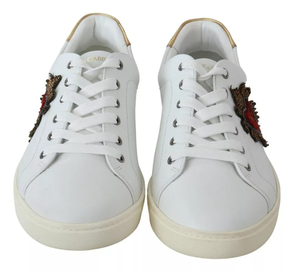 White Leather Heart Low Top Sneakers Men Shoes