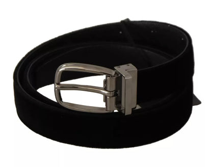 Black Velvet Silver Tone Metal Buckle Belt