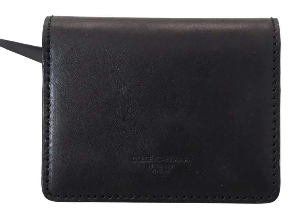 Black Leather Bifold Shoulder Sling Women Wallet