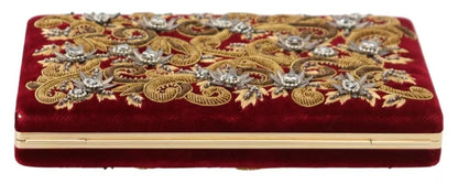 Red Velvet Gold Frame Clutch Evening Party Purse Bag