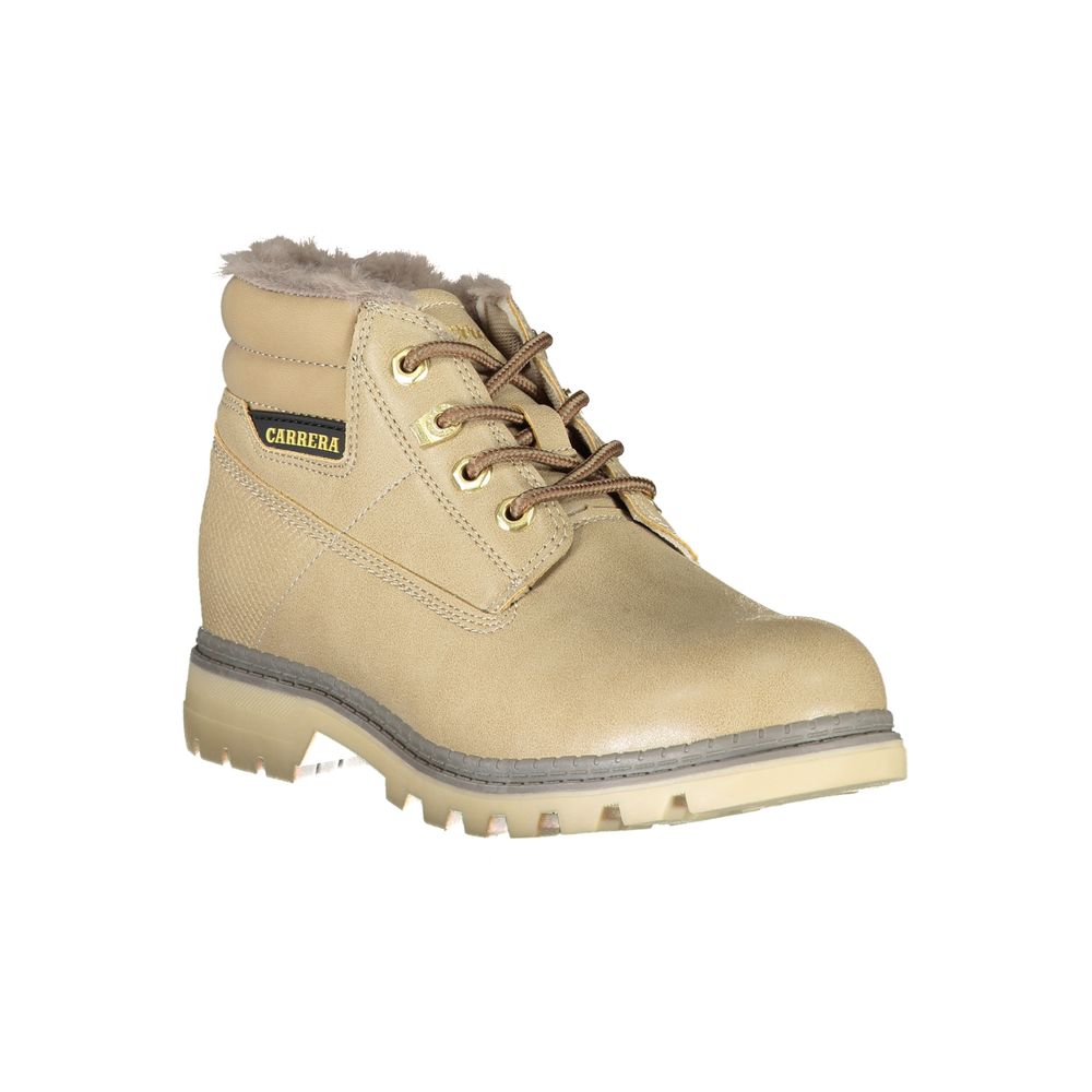 Botas beige con cordones y detalles en contraste