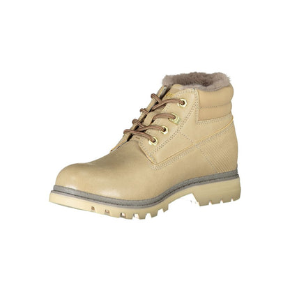 Botas beige con cordones y detalles en contraste