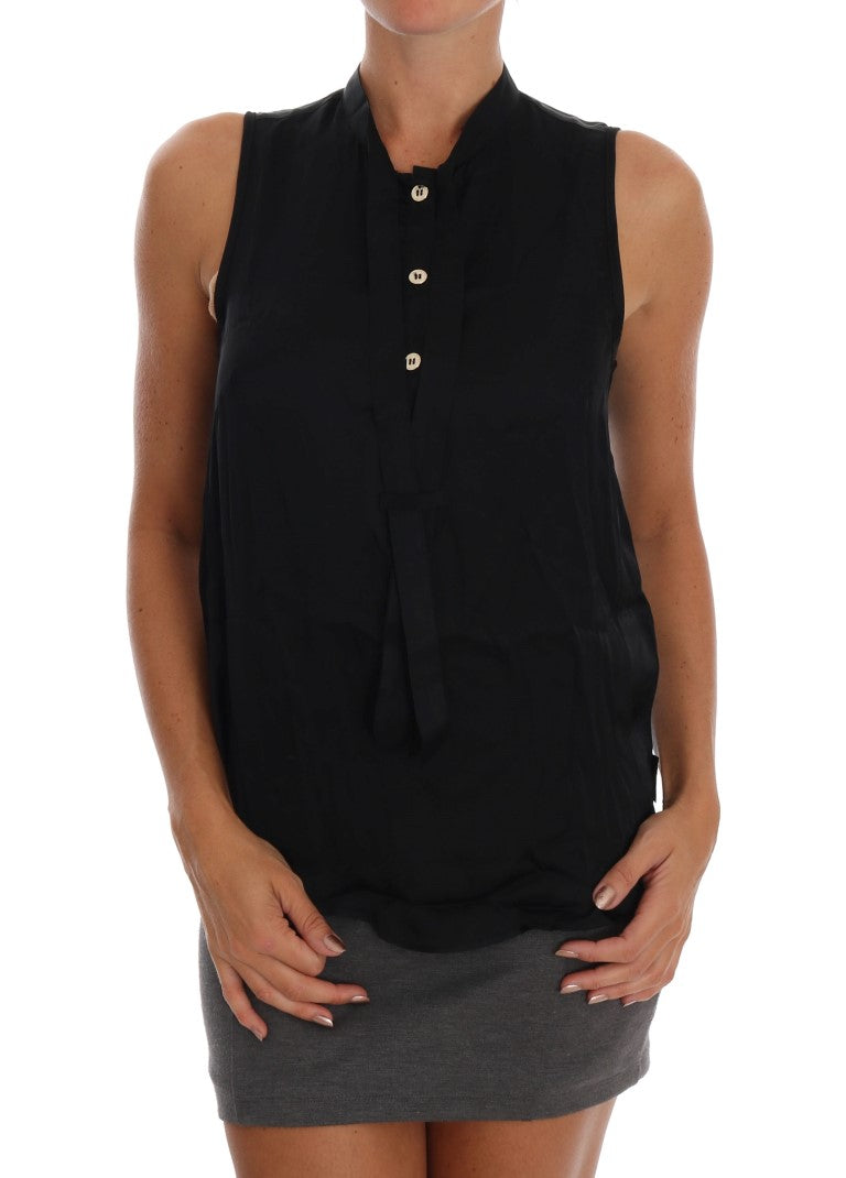 Blusa camisera negra elegante sin mangas