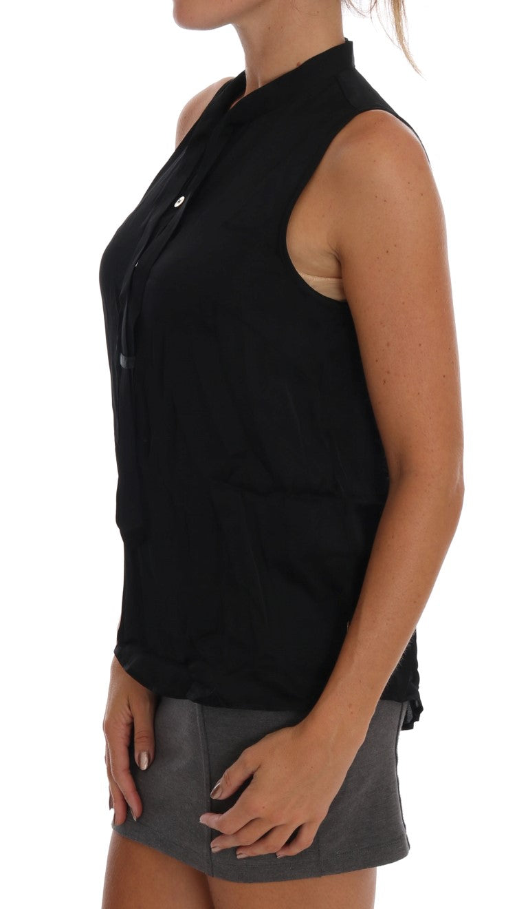 Blusa camisera negra elegante sin mangas