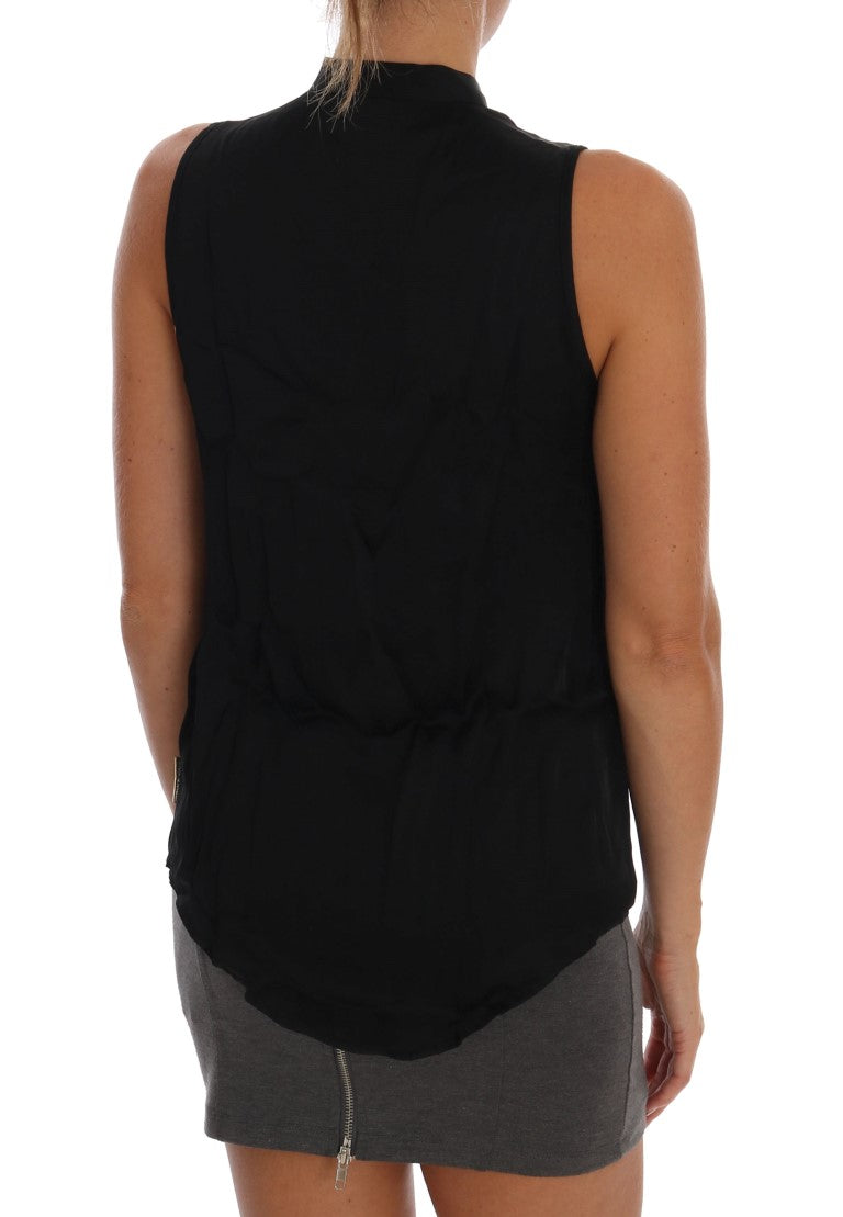 Blusa camisera negra elegante sin mangas