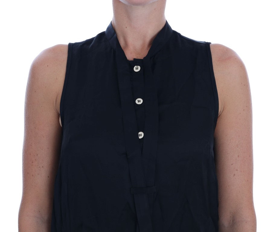 Blusa camisera negra elegante sin mangas