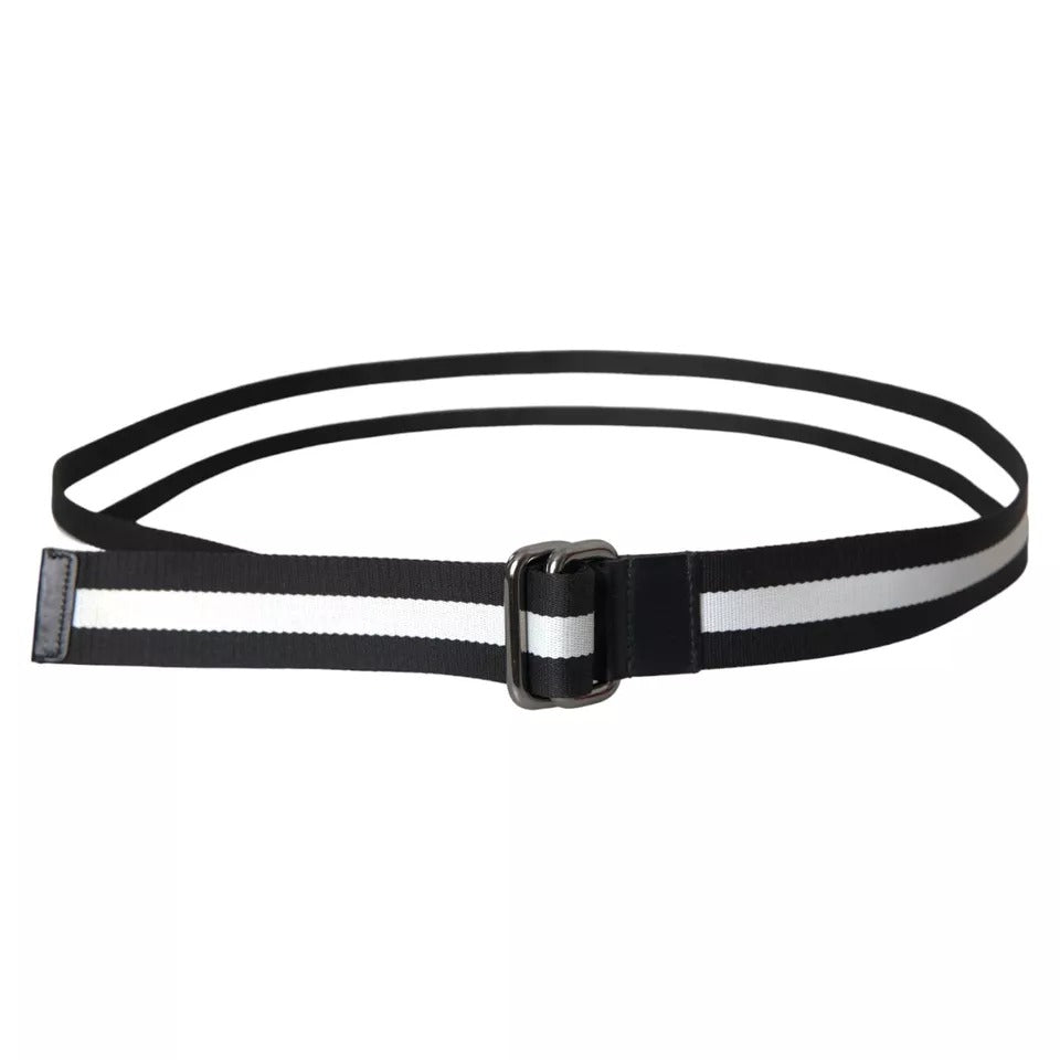 Orange Canvas Logo Print Metal Buckle Men Belt