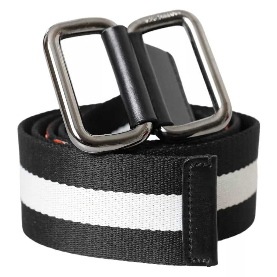 Orange Canvas Logo Print Metal Buckle Men Belt