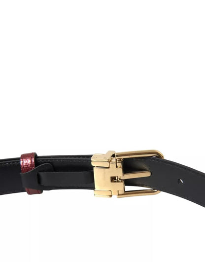 Maroon Leather Gold Metal Buckle Men Belt