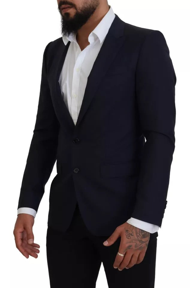 Blazer de hombre de corte ajustado y lana azul para formal