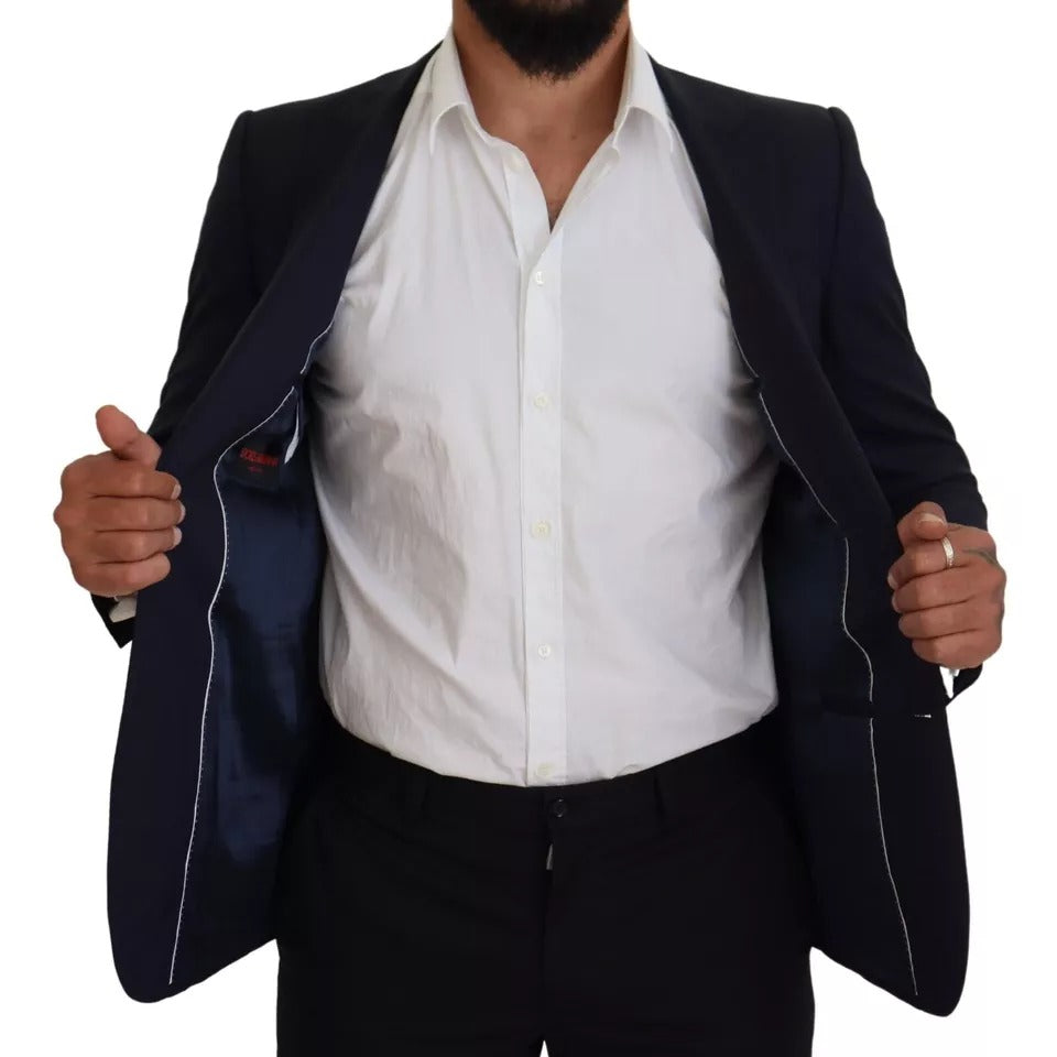 Blazer de hombre de corte ajustado y lana azul para formal