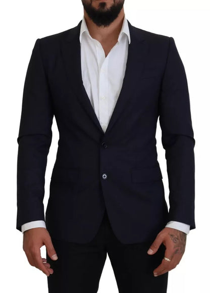 Blazer de hombre de corte ajustado y lana azul para formal