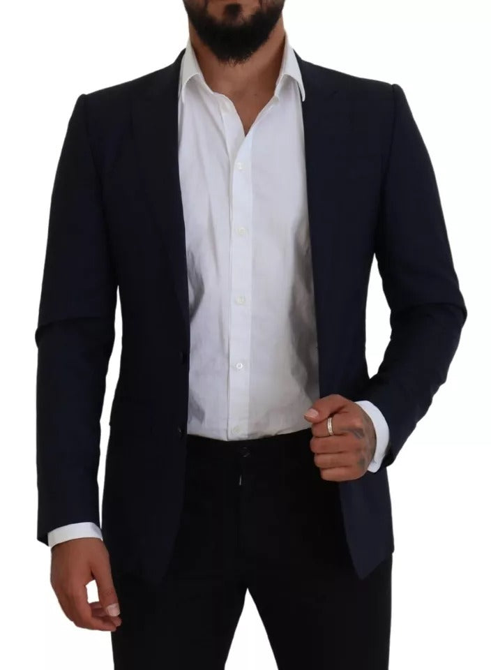 Blazer de hombre de corte ajustado y lana azul para formal