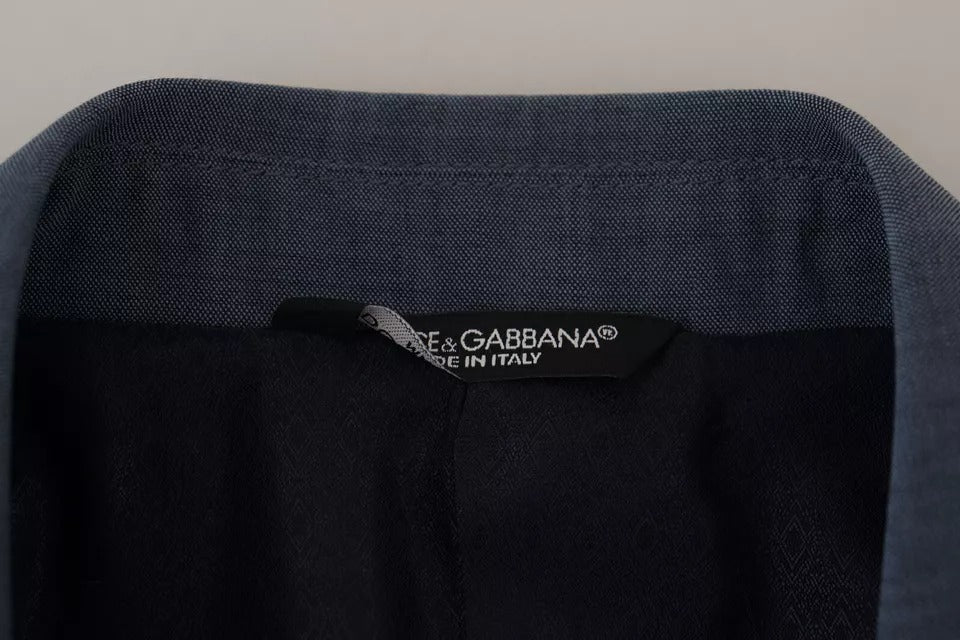 Chaqueta Blazer de corte ajustado y elástica de lana azul