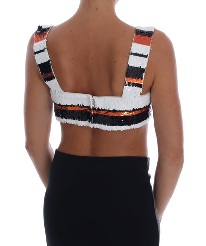 Top tipo bustier con lentejuelas en tonos vibrantes