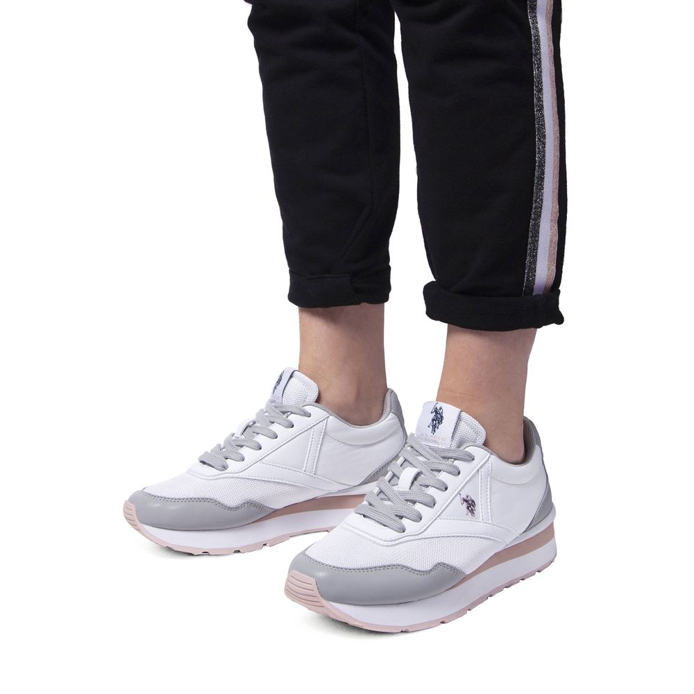 White Polyester Women Sneaker