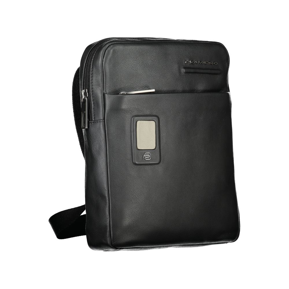 Elegante bolso de hombro de piel negra