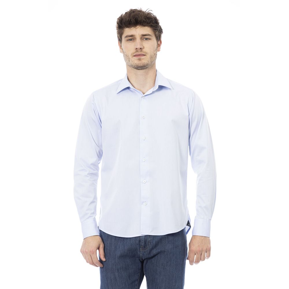 Camisa de algodón azul claro para hombre