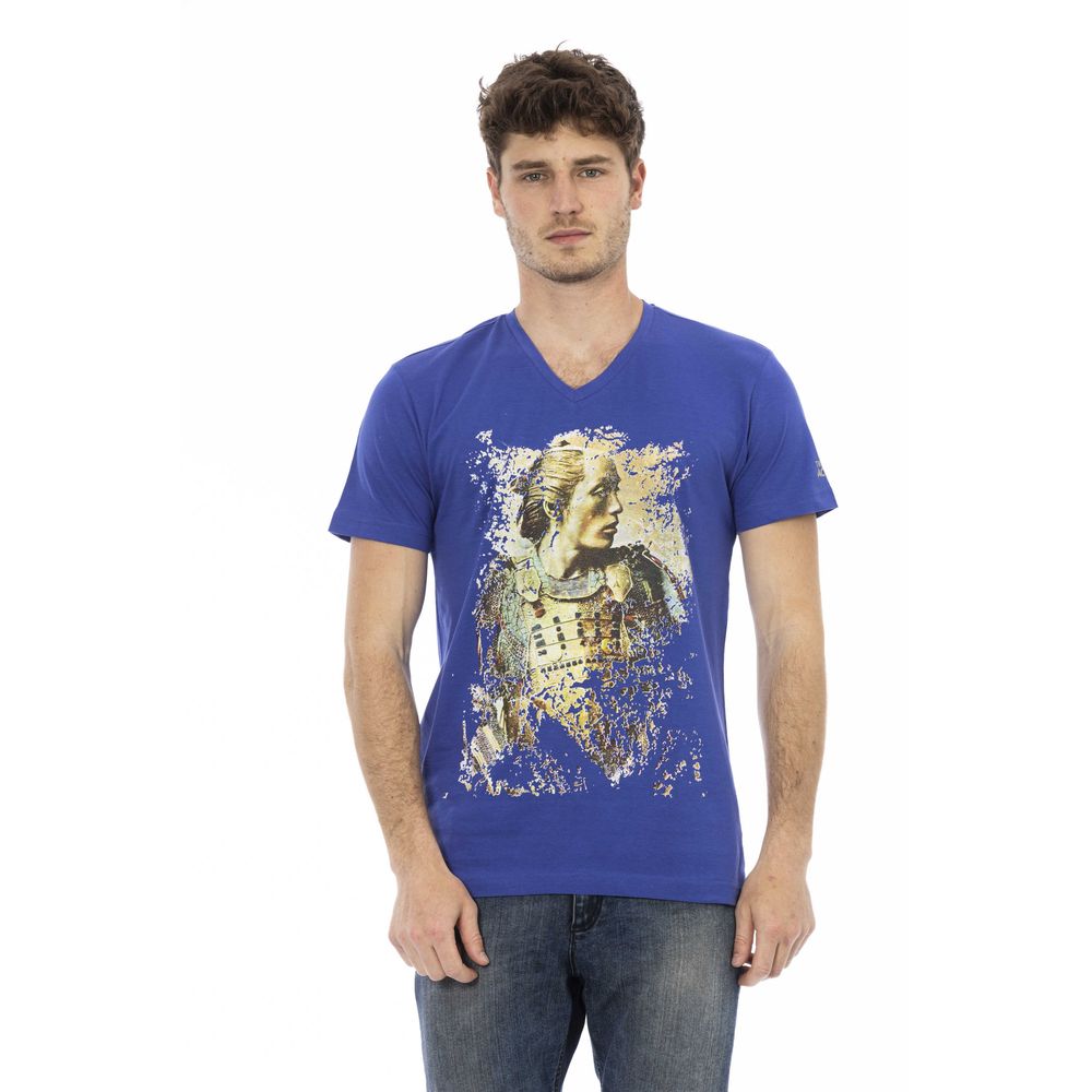 Camiseta de algodón azul para hombre