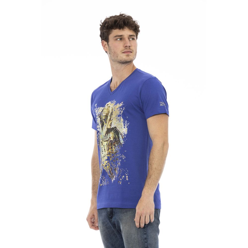 Camiseta de algodón azul para hombre