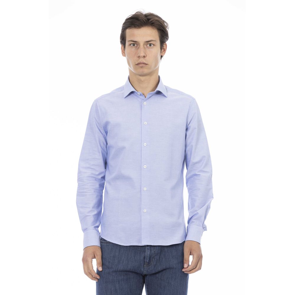 Camisa de algodón azul claro para hombre