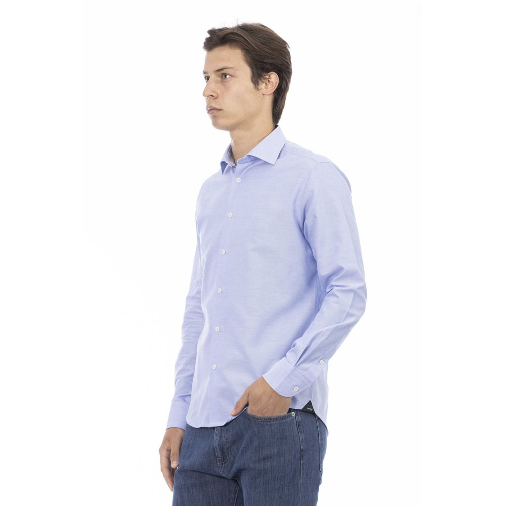 Camisa de algodón azul claro para hombre