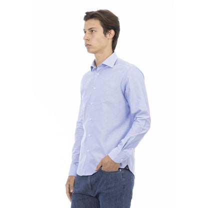 Camisa de algodón azul claro para hombre