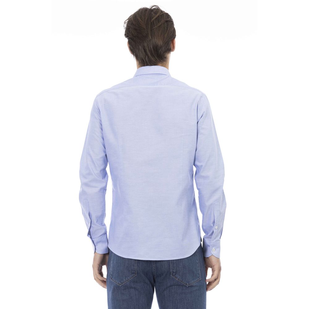 Camisa de algodón azul claro para hombre