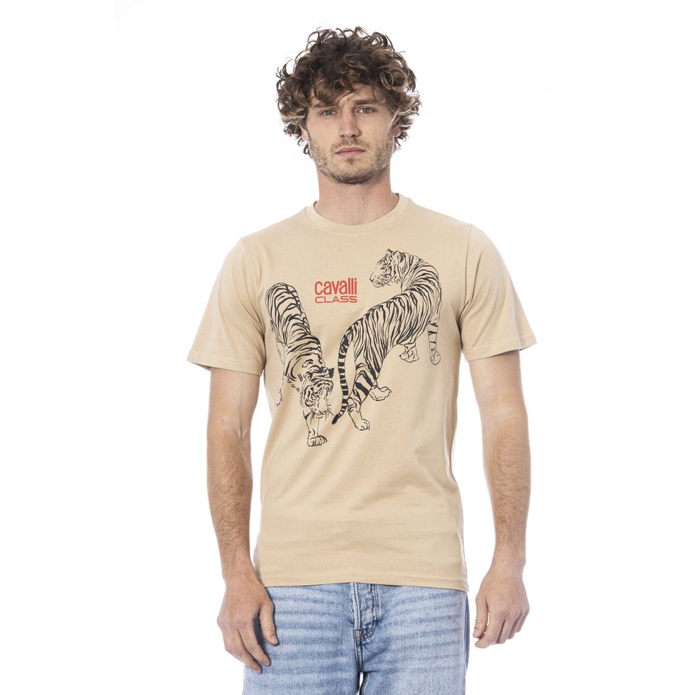 Camiseta de algodón beige para hombre