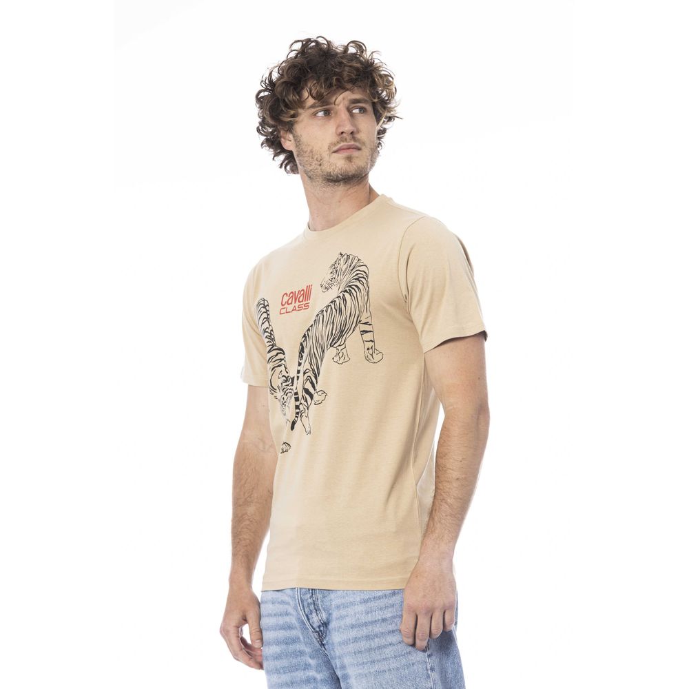 Camiseta de algodón beige para hombre