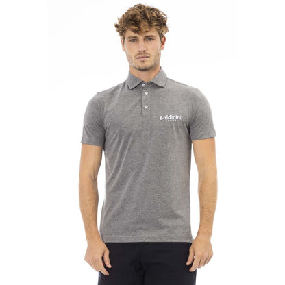 Gray Cotton Men Polo