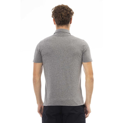 Gray Cotton Men Polo