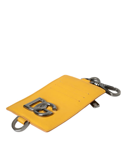 Cartera con clip para tarjetas de crédito de piel de becerro de color naranja