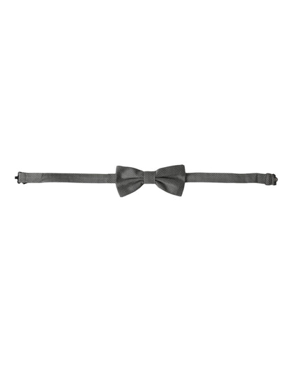 Gray Silk Patterned Adjustable Neck Men Bow Tie