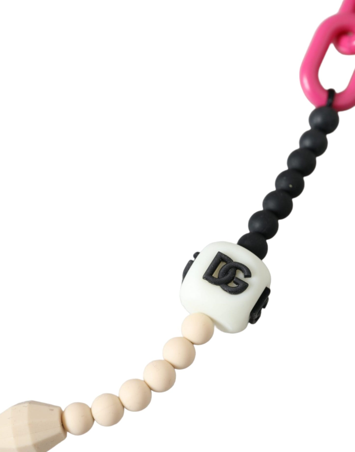 Multicolor Beaded Chain Logo Charm Necklace